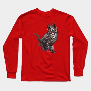 Great Horned Owl with Headphones Long Sleeve T-Shirt